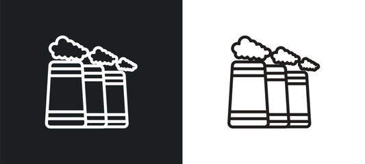 Poster - power plant outline icon in white and black colors. power plant flat vector icon from ecology collec