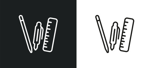 Poster - study tools outline icon in white and black colors. study tools flat vector icon from e learning collection for web, mobile apps and ui.
