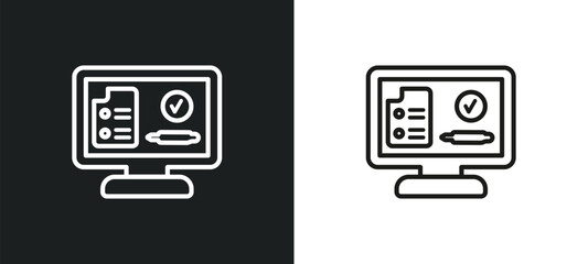 Poster - sheet outline icon in white and black colors. sheet flat vector icon from e learning collection for web, mobile apps and ui.