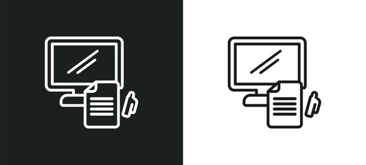 Poster - blended learning outline icon in white and black colors. blended learning flat vector icon from e learning and education collection for web, mobile apps and ui.