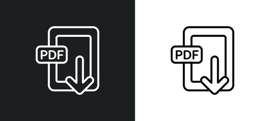 Poster - pdf outline icon in white and black colors. pdf flat vector icon from online learning collection for web, mobile apps and ui.