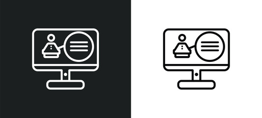 Poster - online class outline icon in white and black colors. online class flat vector icon from online learning collection for web, mobile apps and ui.