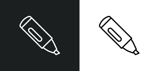 Poster - marker outline icon in white and black colors. marker flat vector icon from education collection for