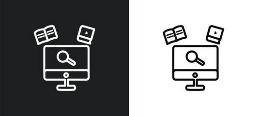 Poster - knowledge outline icon in white and black colors. knowledge flat vector icon from online learning collection for web, mobile apps and ui.