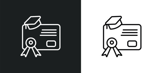 Wall Mural - diploma outline icon in white and black colors. diploma flat vector icon from education collection f