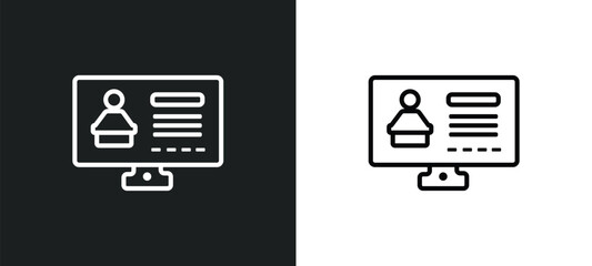 Poster - computer-based training outline icon in white and black colors. computer-based training flat vector icon from education collection for web, mobile apps and ui.