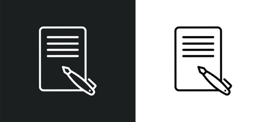 Poster - writing outline icon in white and black colors. writing flat vector icon from education collection for web, mobile apps and ui.