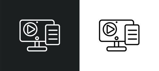 Poster - blended learning outline icon in white and black colors. blended learning flat vector icon from education collection for web, mobile apps and ui.