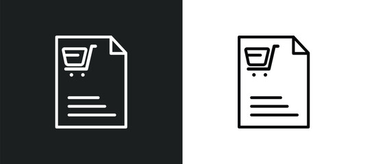 Poster - shopping list outline icon in white and black colors. shopping list flat vector icon from ecommerce collection for web, mobile apps and ui.