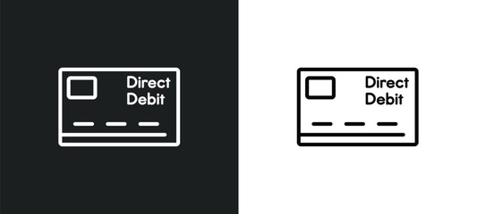 Wall Mural - direct debit outline icon in white and black colors. direct debit flat vector icon from payment collection for web, mobile apps and ui.