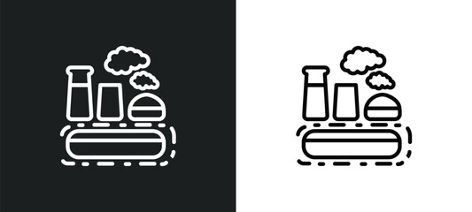 Poster - industry outline icon in white and black colors. industry flat vector icon from desert collection fo