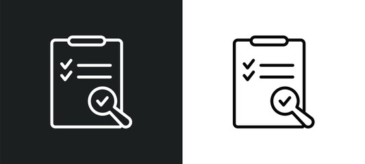 Poster - inspection outline icon in white and black colors. inspection flat vector icon from delivery and logistics collection for web, mobile apps and ui.
