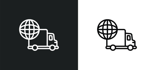 Poster - worldwide outline icon in white and black colors. worldwide flat vector icon from delivery and logis