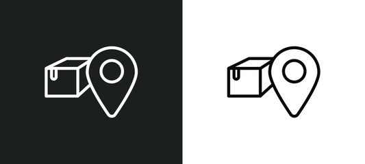 Poster - pin outline icon in white and black colors. pin flat vector icon from delivery and logistic collecti