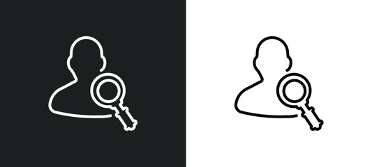 Poster - search outline icon in white and black colors. search flat vector icon from customer service collection for web, mobile apps and ui.