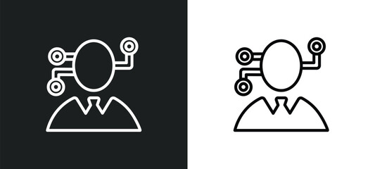 Poster - connection outline icon in white and black colors. connection flat vector icon from customer service