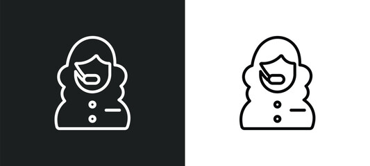 Poster - telemarketer outline icon in white and black colors. telemarketer flat vector icon from customer ser