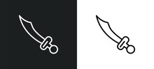 Scimitar Outline Icon In White And Black Colors. Scimitar Flat Vector Icon From Cultures Collection For Web, Mobile Apps And Ui.