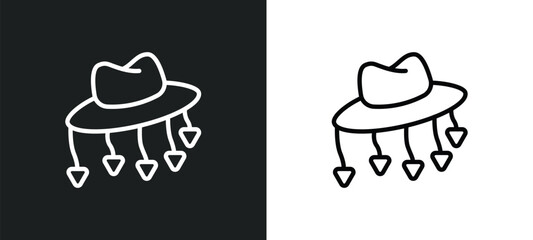 Poster - cork hat outline icon in white and black colors. cork hat flat vector icon from culture collection f