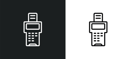 Poster - point of service outline icon in white and black colors. point of service flat vector icon from economyandfinance collection for web, mobile apps and ui.