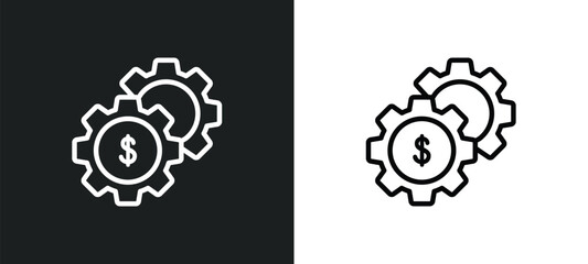Poster - economy gear outline icon in white and black colors. economy gear flat vector icon from economyandfi