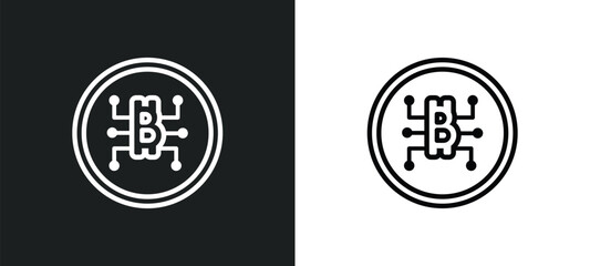 Poster - circuit outline icon in white and black colors. circuit flat vector icon from cryptocurrency collect