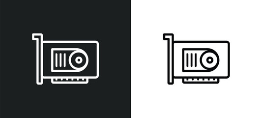 Poster - vga card outline icon in white and black colors. vga card flat vector icon from cryptocurrency colle