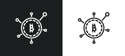 Poster - node outline icon in white and black colors. node flat vector icon from cryptocurrency economy colle