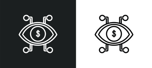Poster - bionic contact lens outline icon in white and black colors. bionic contact lens flat vector icon from crowdfunding collection for web, mobile apps and ui.