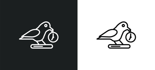 Poster - early bird outline icon in white and black colors. early bird flat vector icon from crowdfunding col