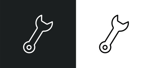 Poster - garage wrench outline icon in white and black colors. garage wrench flat vector icon from tools collection for web, mobile apps and ui.