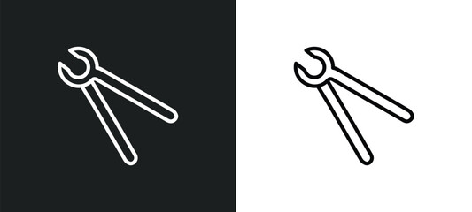 Poster - plier outline icon in white and black colors. plier flat vector icon from construction tools collection for web, mobile apps and ui.