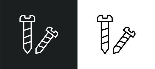 Poster - screws outline icon in white and black colors. screws flat vector icon from construction tools colle