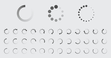 Fototapete - Circular Loading Buffering Icons Vector Set Video Ready for Animation Gif All Keyframes Frames Bufring Circle Waiting for Connection Buffer Preloader Download Symbol Easy Replace Color