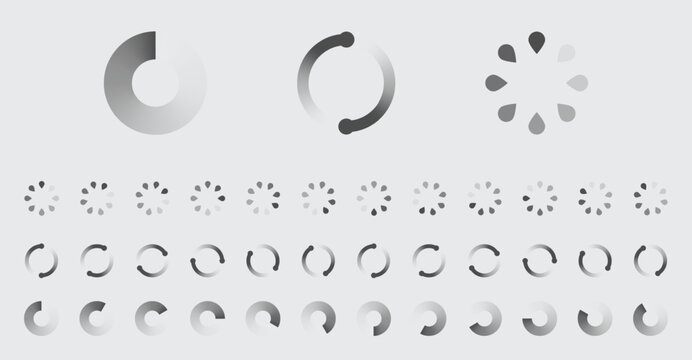 Circular Loading Buffering Icons Vector Set Video Ready for Animation Gif All Keyframes Frames Bufring Circle Waiting for Connection Buffer Preloader Download Symbol Easy Replace Color