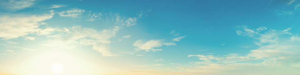 Wall Mural - blue sky with clouds. horizontal banner. abstract nature background