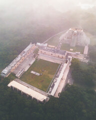 Aerial view of the ancient city of Uxmal, Yucatan, Mexico.