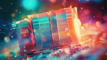 Poster - wallpaper for vintage destroyed photo or film light leaks. Generative Ai