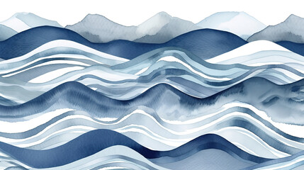 Wall Mural - Seamless Abstract playful hand drawn fine line watercolor stripes. Generative Ai