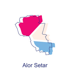 Map of Alor Setar vector design template, World Map International vector template with outline graphic sketch style isolated on white background