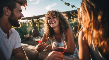 Wall Mural - couple drinking wine Generative Ai