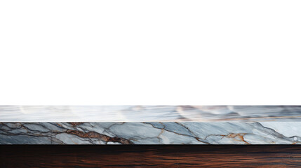 Wall Mural - a front view of a Luxurious White and Gold Empty Marble Table for Product Placement on a transparent background, serving as a blank marble table mockup, Ai generative
