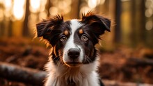 AI Generated Black And White Dog In Forest