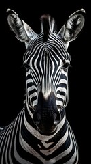 Sticker - AI generated illustration of a zebra on a black background