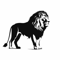 Sticker - AI generated illustration of an African lion stands in a proud pose on a white background