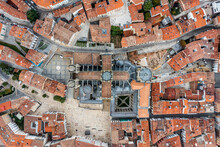Aerial View Of Burgos Cathedral, A 13th-century Gothic Place Of Worship In Burgos Township, Castilla Y Leon, Spain.