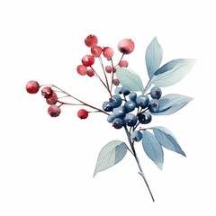 Poster - AI generated illustration of a vibrant painting of a variety of berries