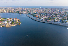 Aerial View Of Lagos Lekki Ikoyi Link Bridge Showing Parts Of Lekki And Banana Island, Nigeria.