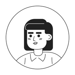 Poster - beautiful woman with pink hair and bob hairstyle monochrome flat linear character head. editable out