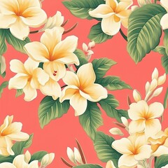 Sticker - AI generated illustration of vibrant yellow and white flowers against a pink background